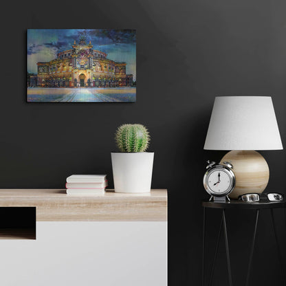 Luxe Metal Art 'Germany Dresden Semperoper Opera House' by Pedro Gavidia, Metal Wall Art,24x16