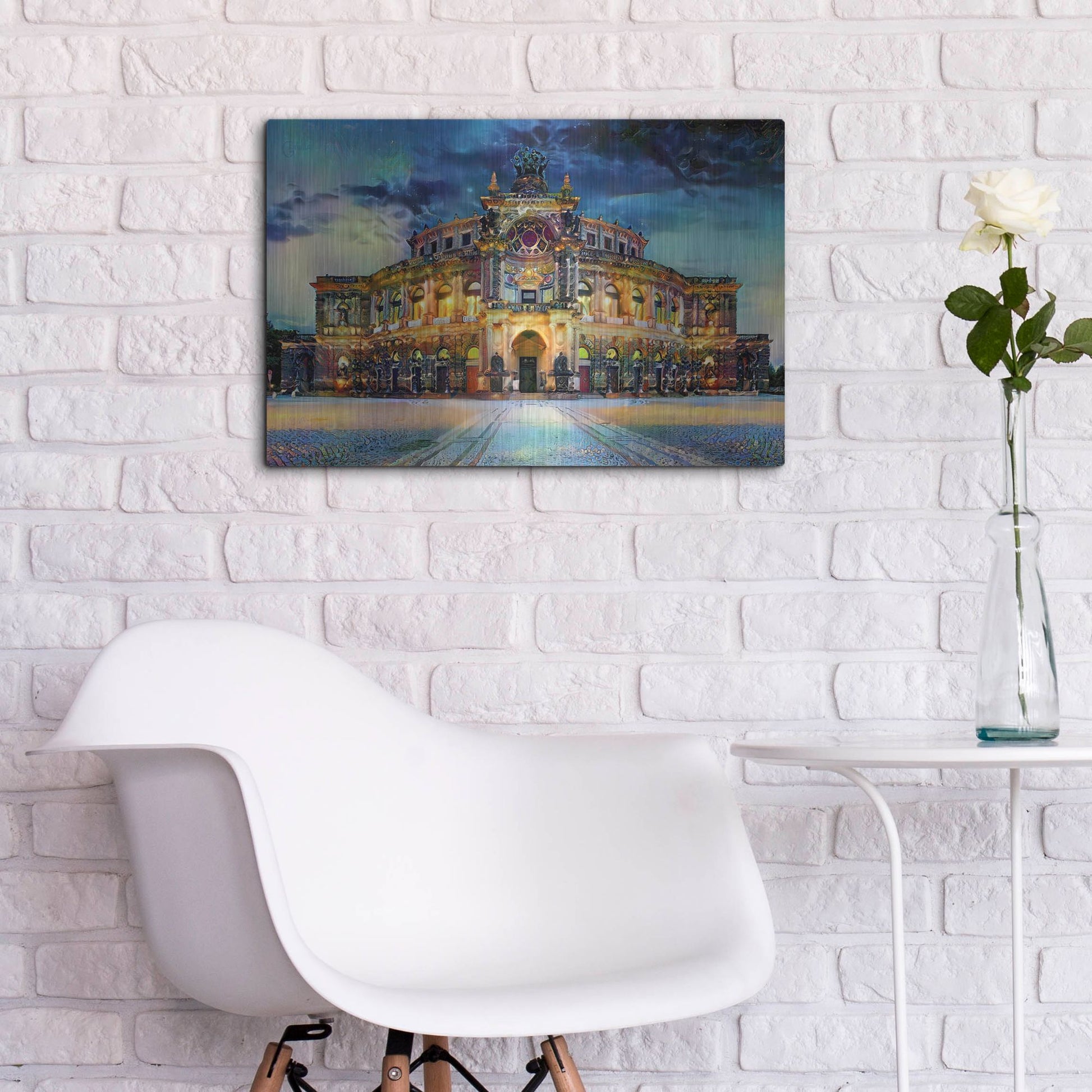 Luxe Metal Art 'Germany Dresden Semperoper Opera House' by Pedro Gavidia, Metal Wall Art,24x16