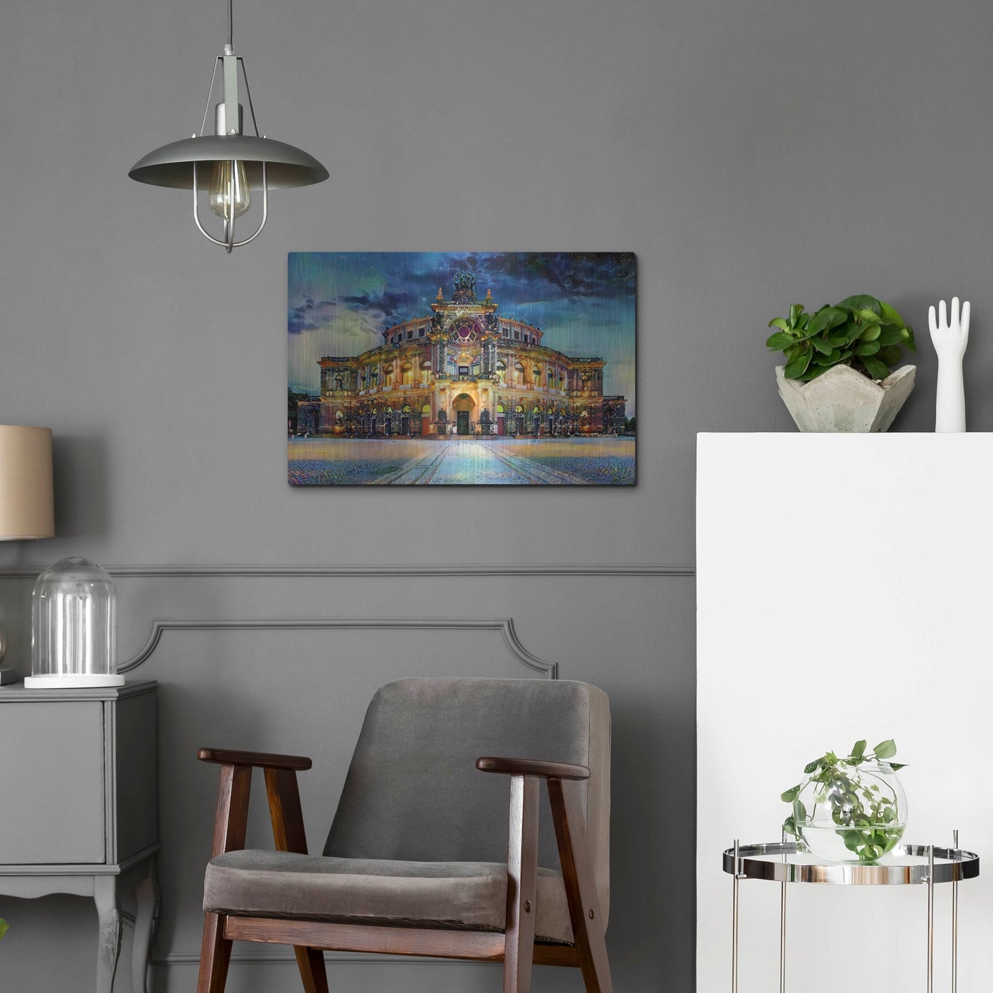 Luxe Metal Art 'Germany Dresden Semperoper Opera House' by Pedro Gavidia, Metal Wall Art,24x16