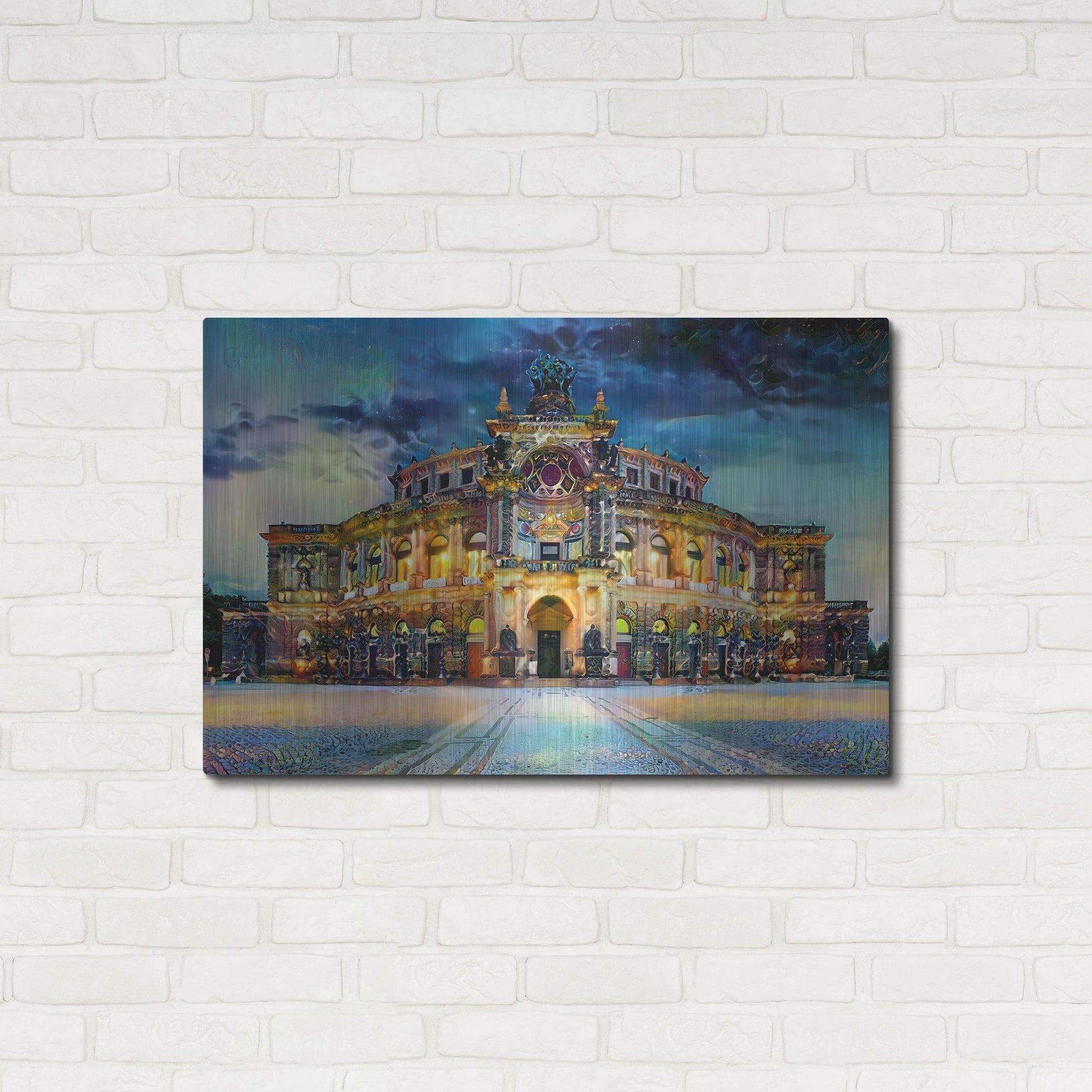 Luxe Metal Art 'Germany Dresden Semperoper Opera House' by Pedro Gavidia, Metal Wall Art,36x24