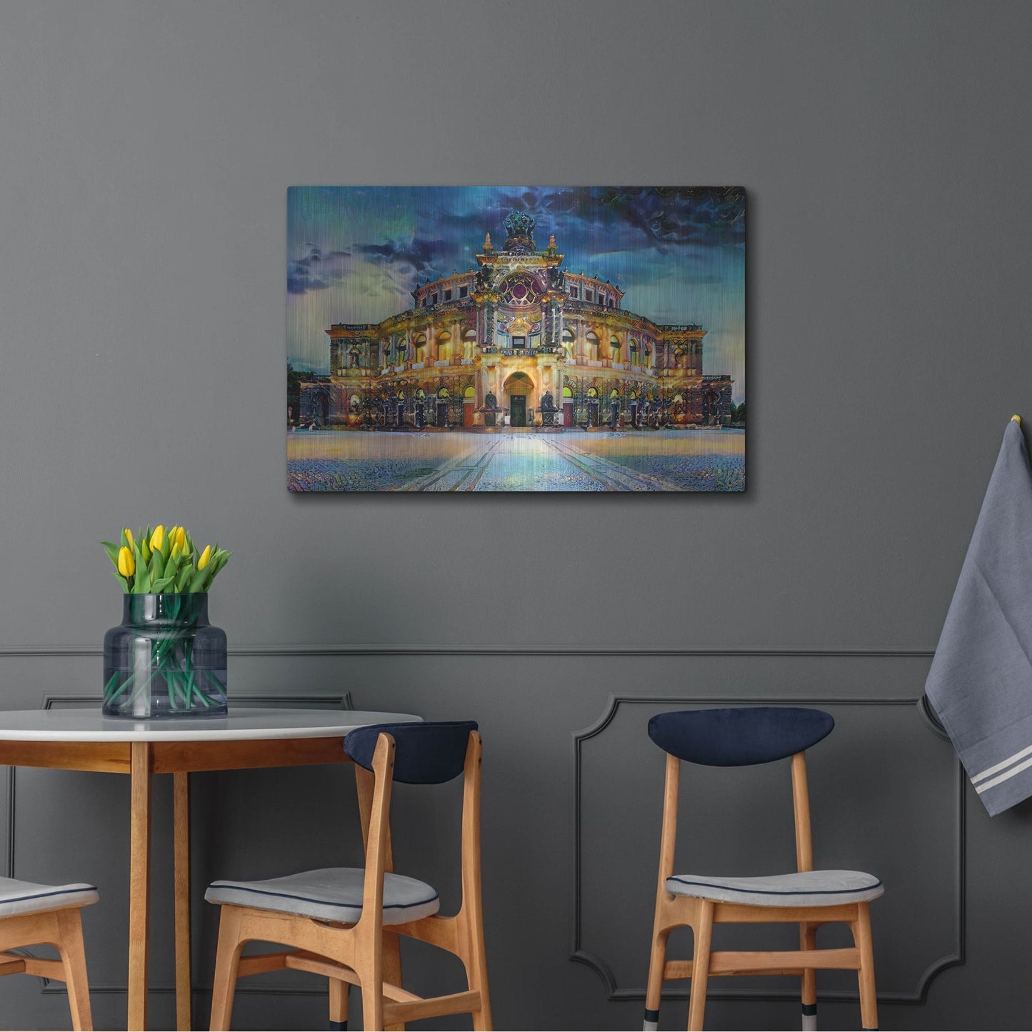 Luxe Metal Art 'Germany Dresden Semperoper Opera House' by Pedro Gavidia, Metal Wall Art,36x24