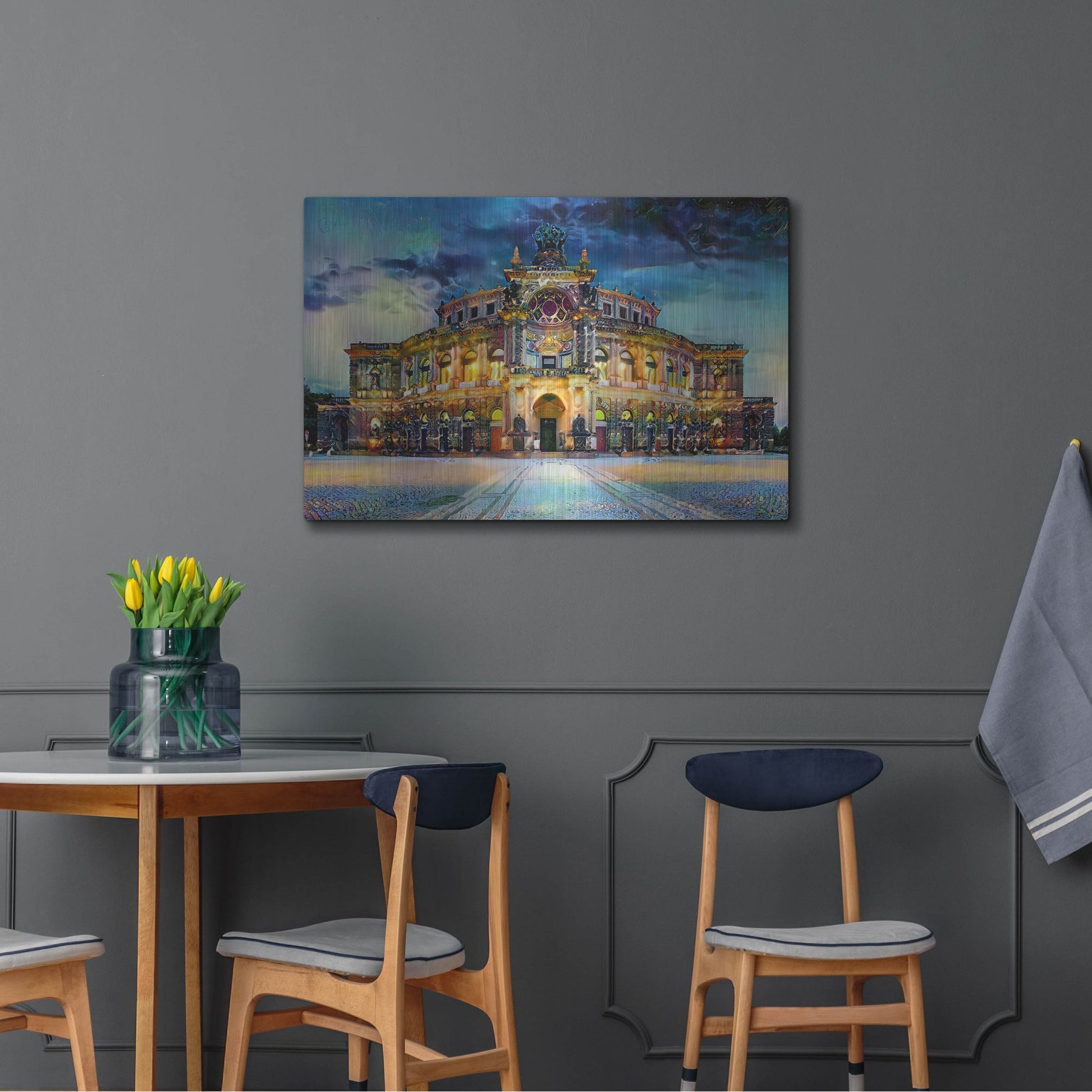 Luxe Metal Art 'Germany Dresden Semperoper Opera House' by Pedro Gavidia, Metal Wall Art,36x24