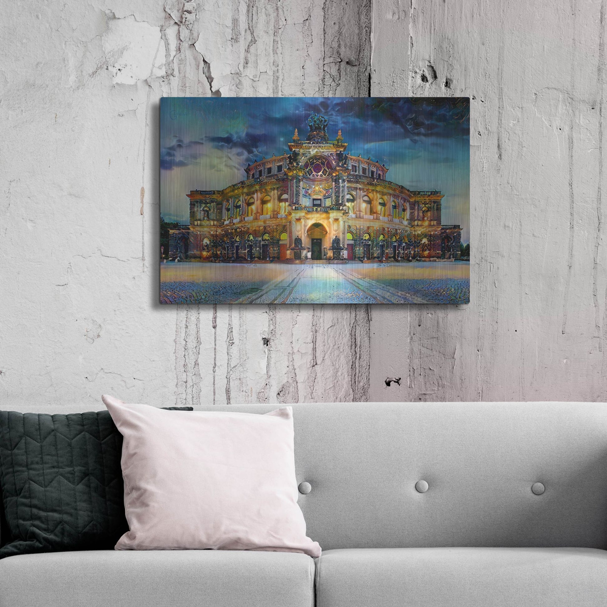 Luxe Metal Art 'Germany Dresden Semperoper Opera House' by Pedro Gavidia, Metal Wall Art,36x24
