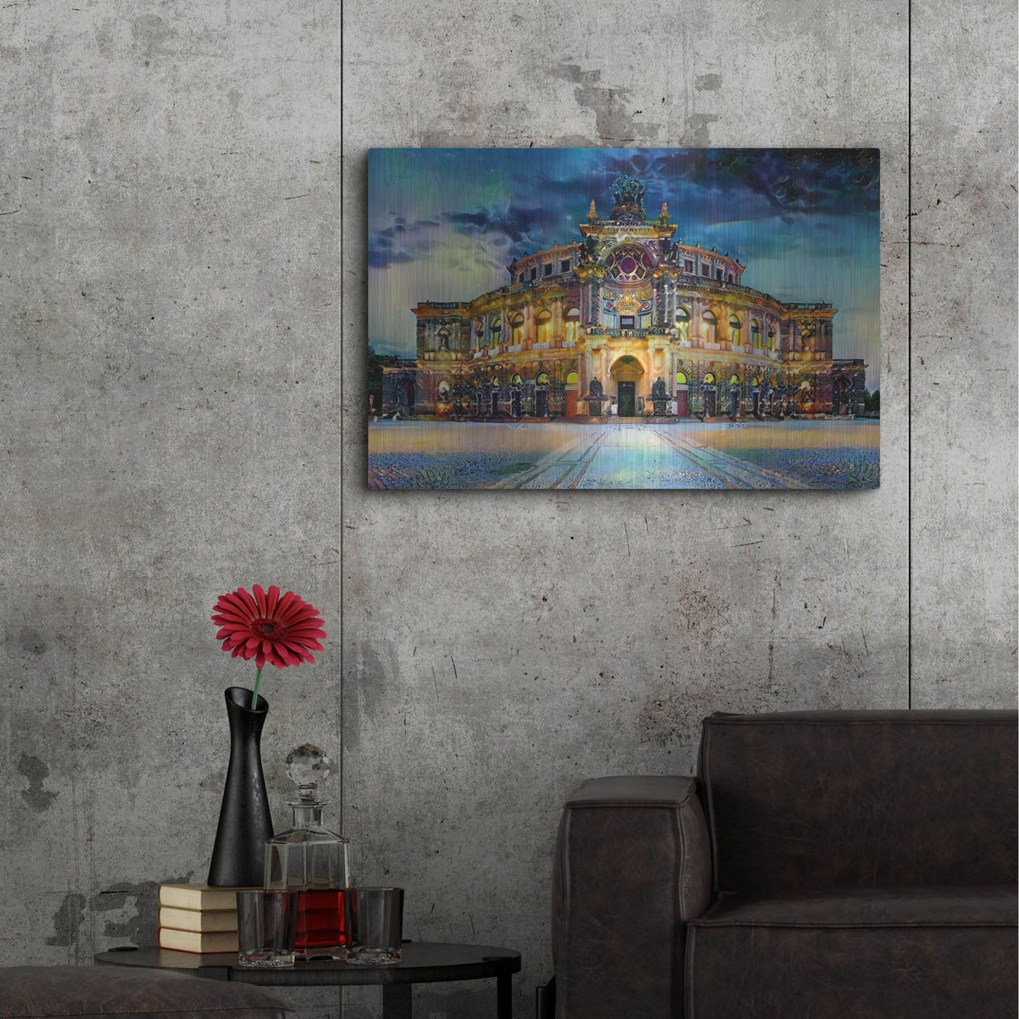 Luxe Metal Art 'Germany Dresden Semperoper Opera House' by Pedro Gavidia, Metal Wall Art,36x24