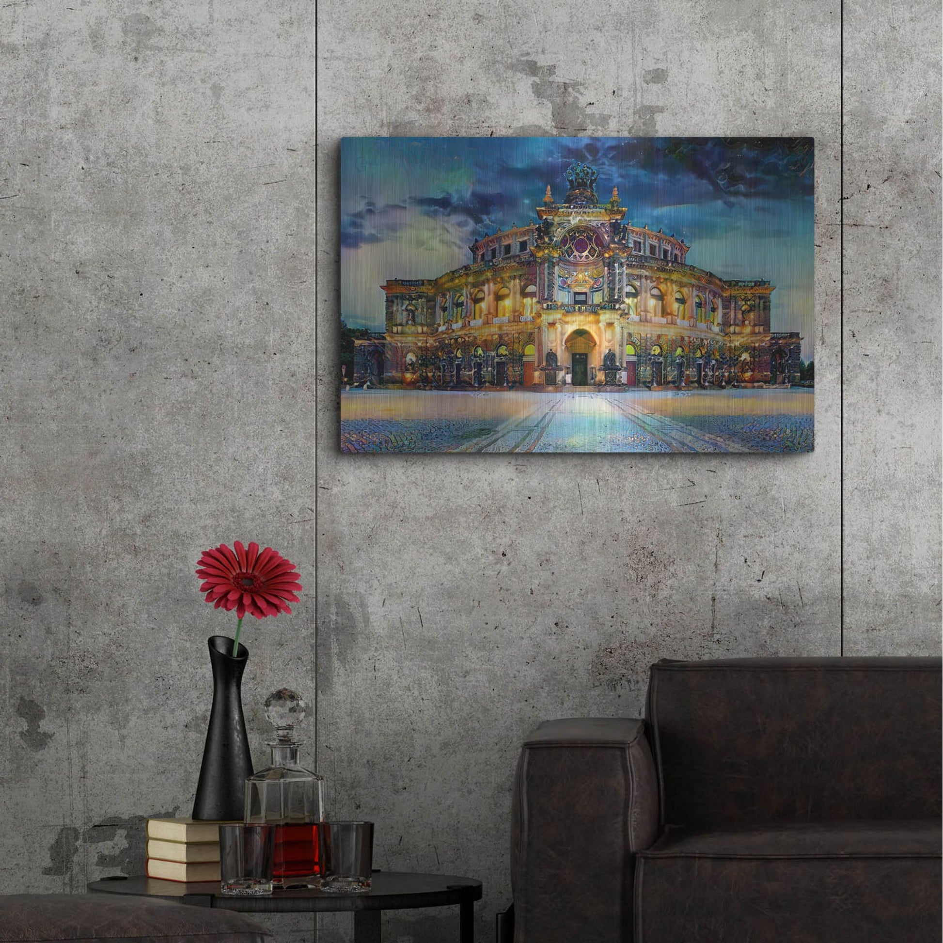 Luxe Metal Art 'Germany Dresden Semperoper Opera House' by Pedro Gavidia, Metal Wall Art,36x24