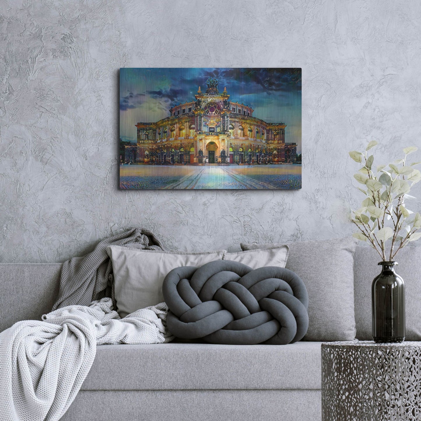Luxe Metal Art 'Germany Dresden Semperoper Opera House' by Pedro Gavidia, Metal Wall Art,36x24