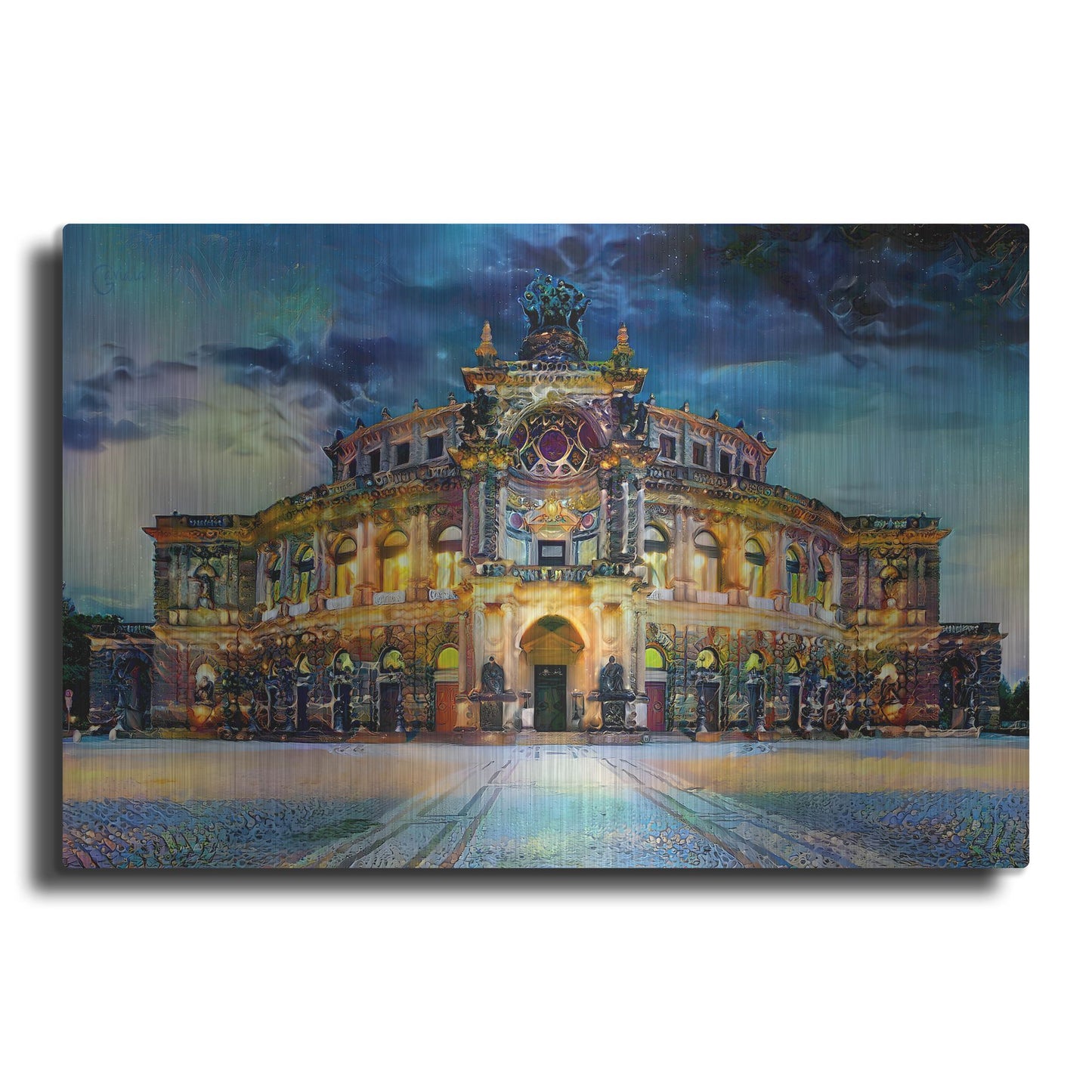 Luxe Metal Art 'Germany Dresden Semperoper Opera House' by Pedro Gavidia, Metal Wall Art