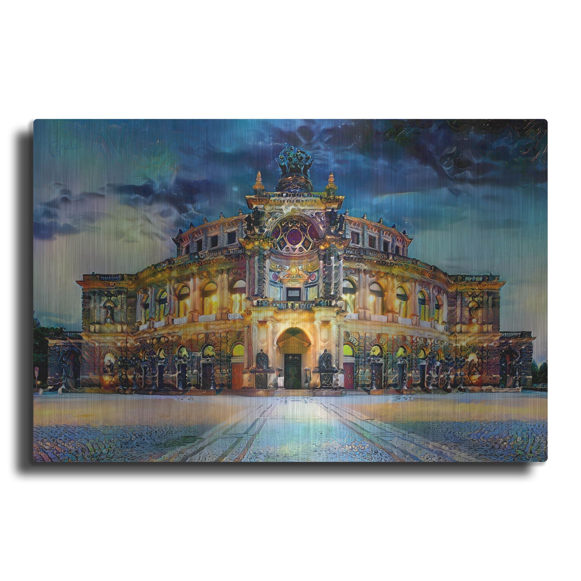 Luxe Metal Art 'Germany Dresden Semperoper Opera House' by Pedro Gavidia, Metal Wall Art