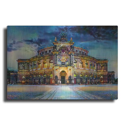 Luxe Metal Art 'Germany Dresden Semperoper Opera House' by Pedro Gavidia, Metal Wall Art