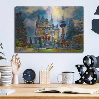 Luxe Metal Art 'Germany Konigswinter Schloss Drachenburg Castle' by Pedro Gavidia, Metal Wall Art,16x12
