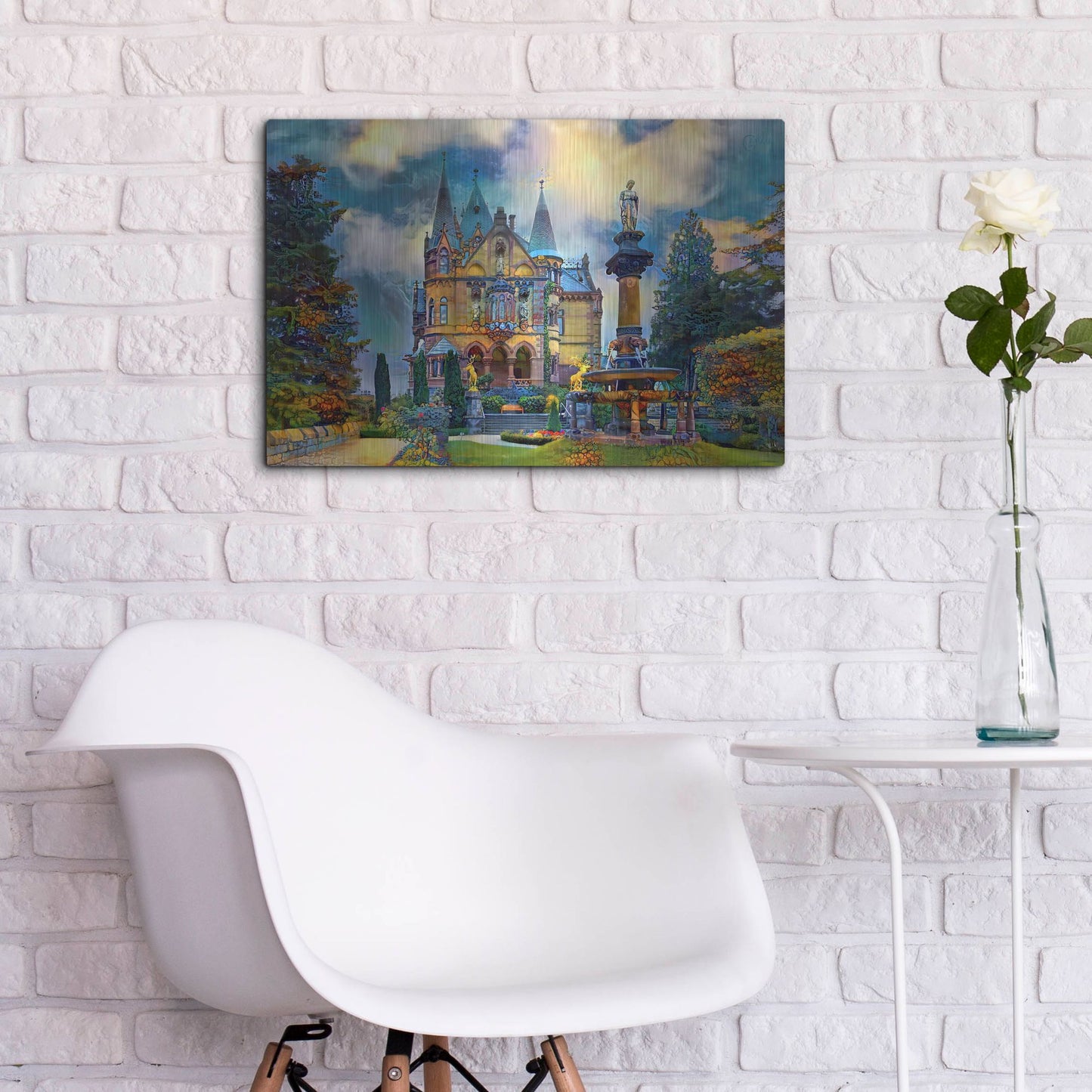 Luxe Metal Art 'Germany Konigswinter Schloss Drachenburg Castle' by Pedro Gavidia, Metal Wall Art,24x16