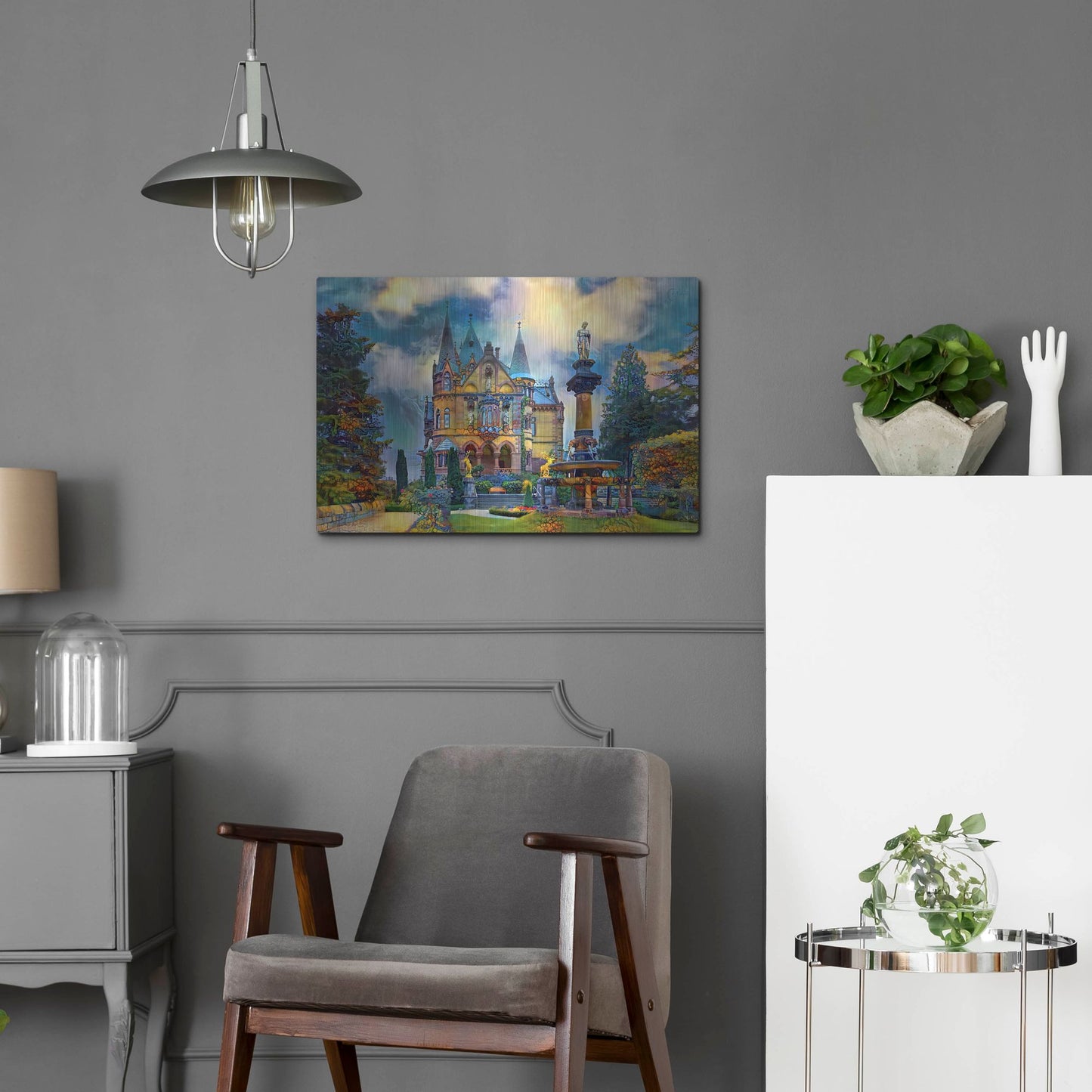 Luxe Metal Art 'Germany Konigswinter Schloss Drachenburg Castle' by Pedro Gavidia, Metal Wall Art,24x16