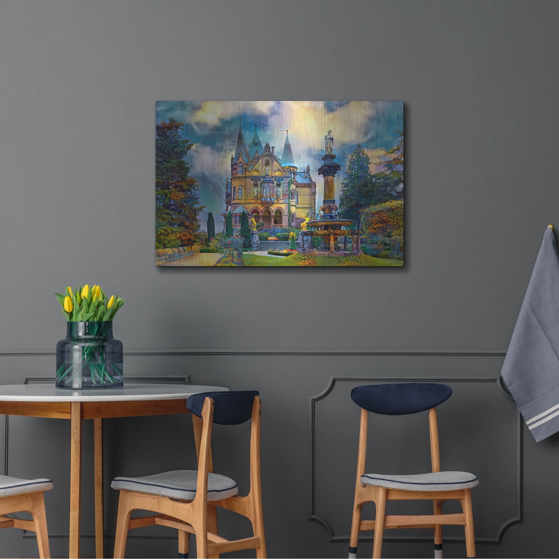 Luxe Metal Art 'Germany Konigswinter Schloss Drachenburg Castle' by Pedro Gavidia, Metal Wall Art,36x24