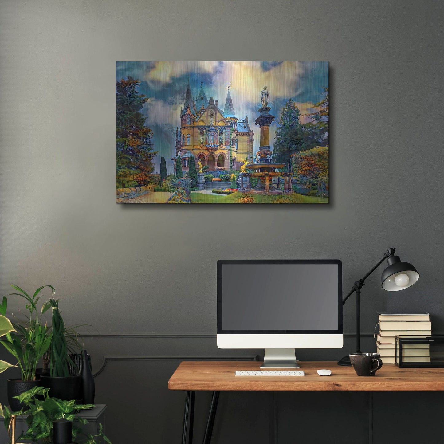 Luxe Metal Art 'Germany Konigswinter Schloss Drachenburg Castle' by Pedro Gavidia, Metal Wall Art,36x24