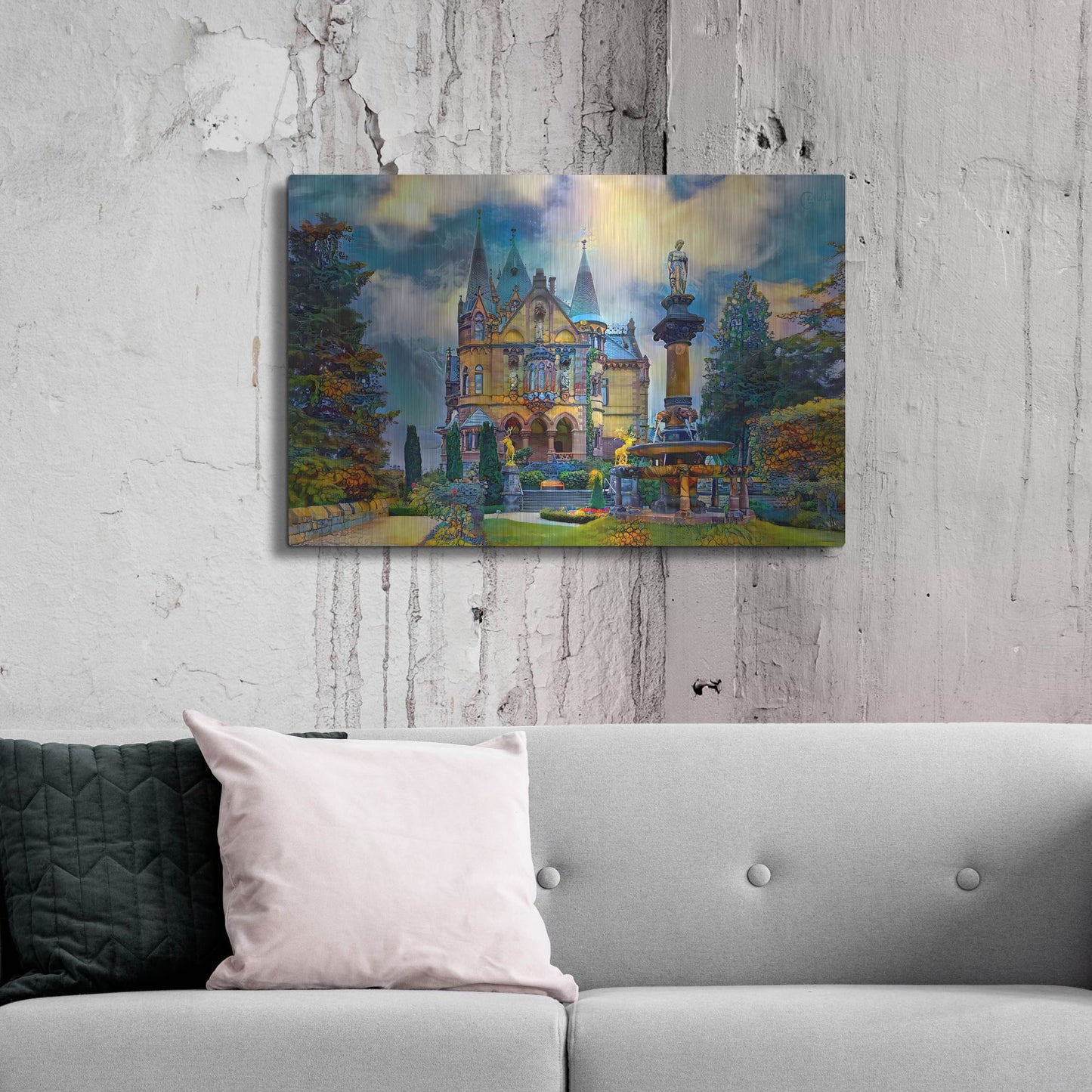Luxe Metal Art 'Germany Konigswinter Schloss Drachenburg Castle' by Pedro Gavidia, Metal Wall Art,36x24