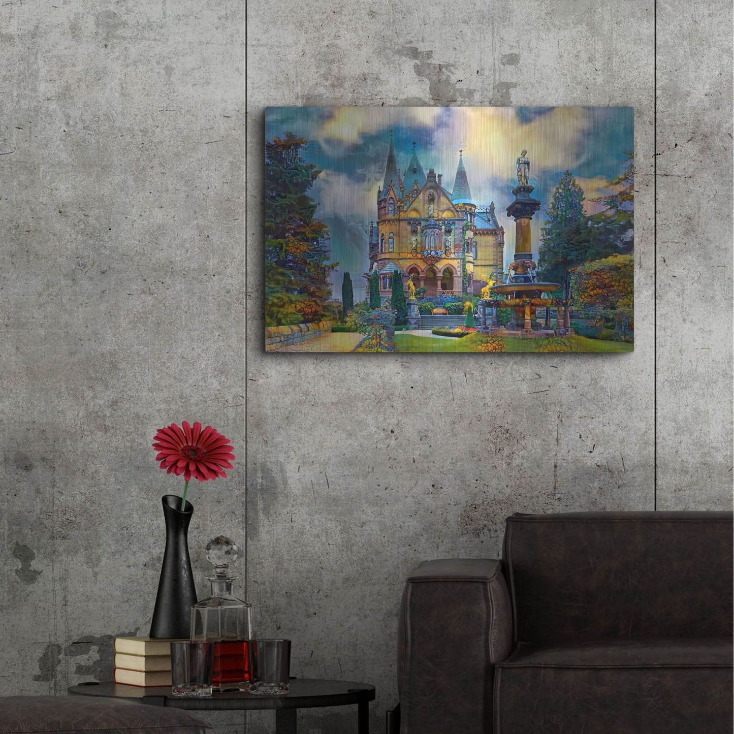 Luxe Metal Art 'Germany Konigswinter Schloss Drachenburg Castle' by Pedro Gavidia, Metal Wall Art,36x24