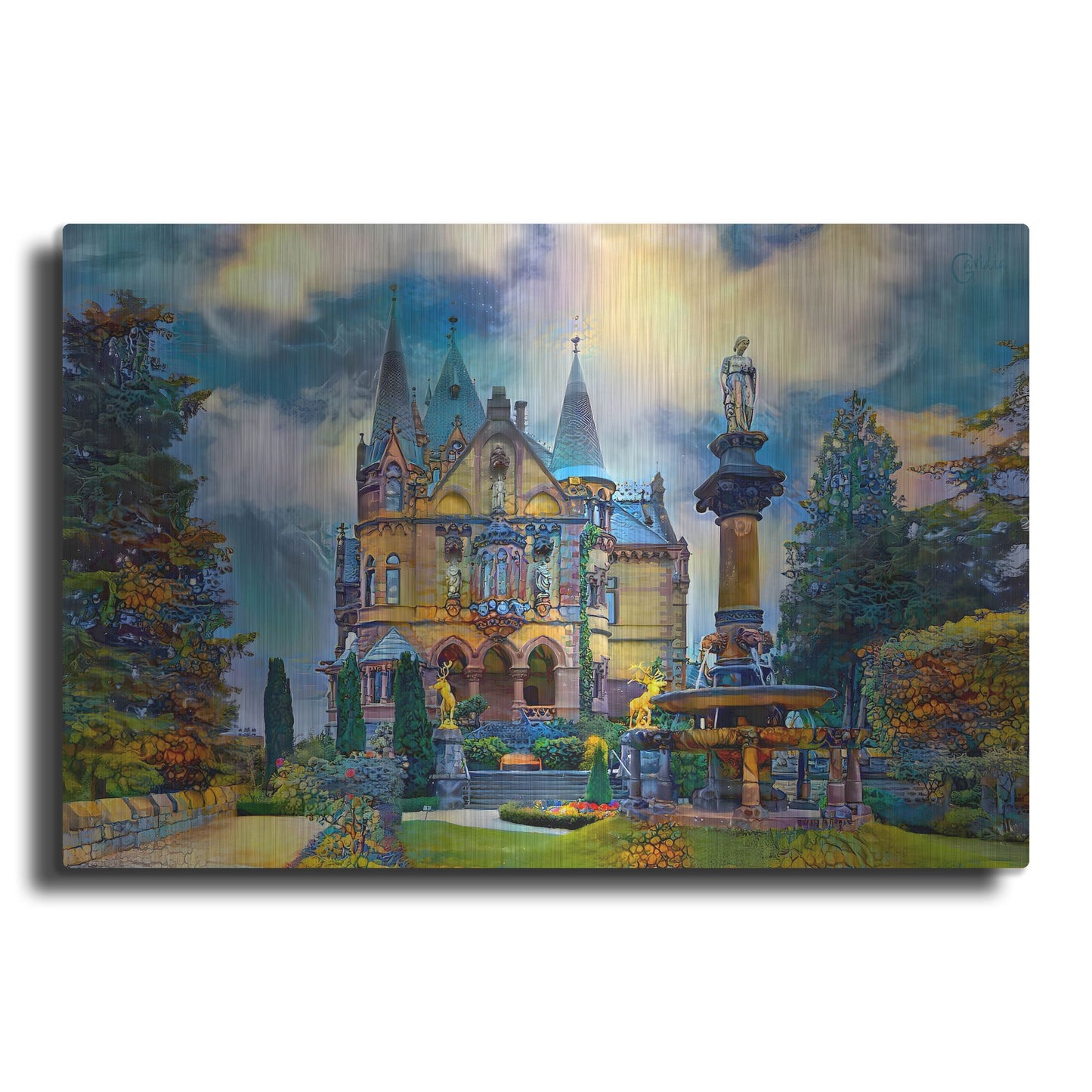 Luxe Metal Art 'Germany Konigswinter Schloss Drachenburg Castle' by Pedro Gavidia, Metal Wall Art