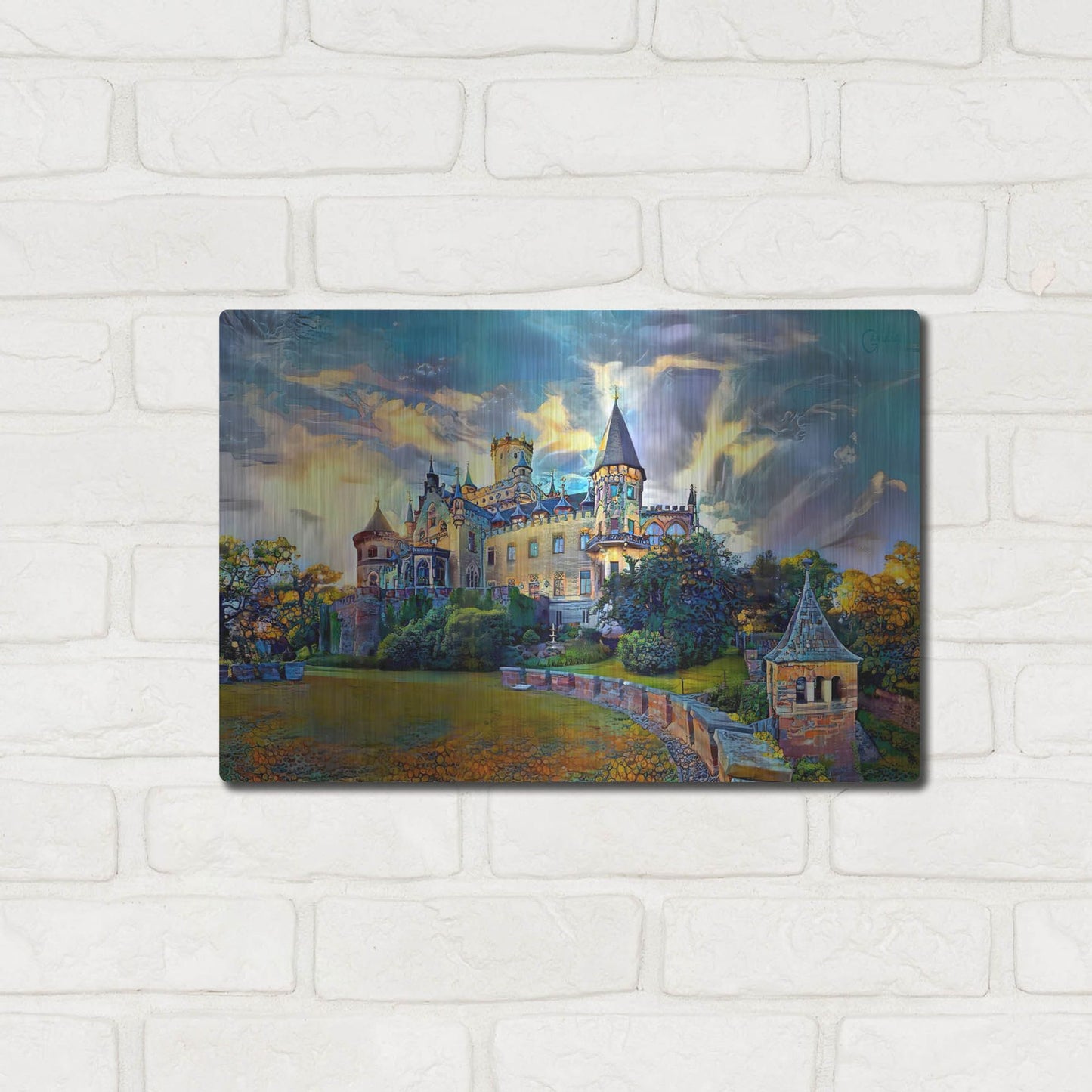 Luxe Metal Art 'Germany Lower Saxony Marienburg Castle' by Pedro Gavidia, Metal Wall Art,16x12