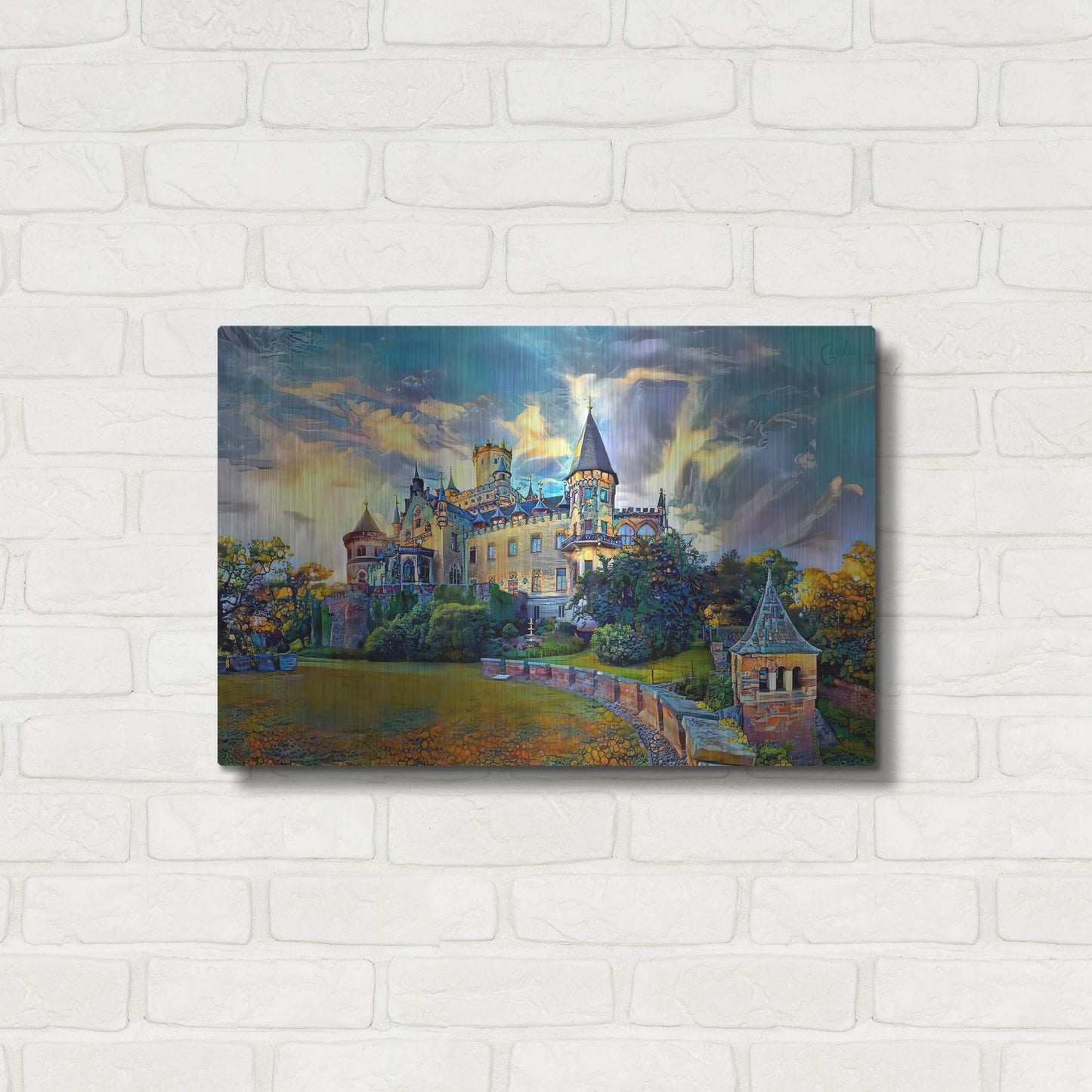 Luxe Metal Art 'Germany Lower Saxony Marienburg Castle' by Pedro Gavidia, Metal Wall Art,24x16