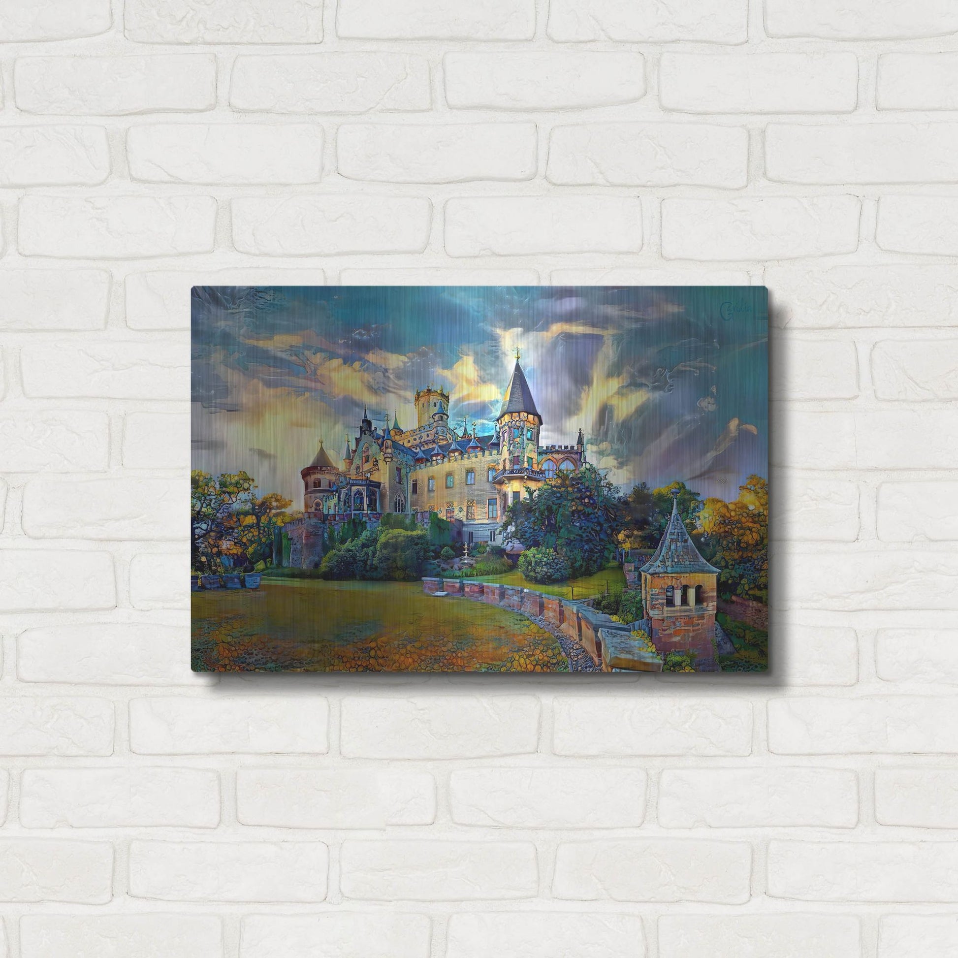 Luxe Metal Art 'Germany Lower Saxony Marienburg Castle' by Pedro Gavidia, Metal Wall Art,24x16