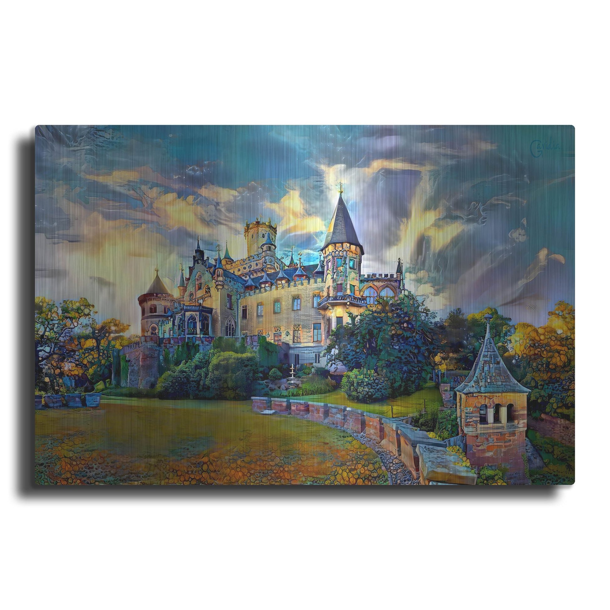 Luxe Metal Art 'Germany Lower Saxony Marienburg Castle' by Pedro Gavidia, Metal Wall Art
