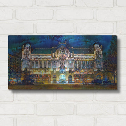 Luxe Metal Art 'Hungary Budapest Gresham Palace' by Pedro Gavidia, Metal Wall Art,24x12