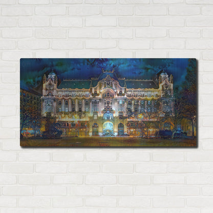 Luxe Metal Art 'Hungary Budapest Gresham Palace' by Pedro Gavidia, Metal Wall Art,48x24