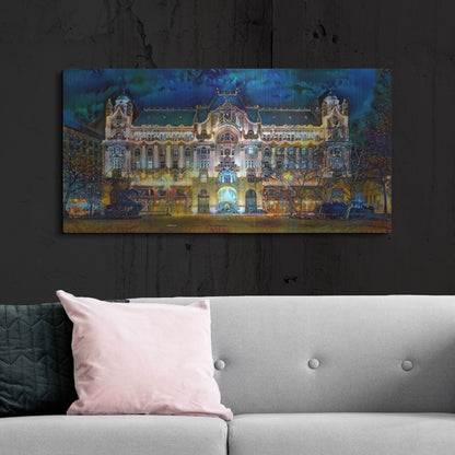 Luxe Metal Art 'Hungary Budapest Gresham Palace' by Pedro Gavidia, Metal Wall Art,48x24