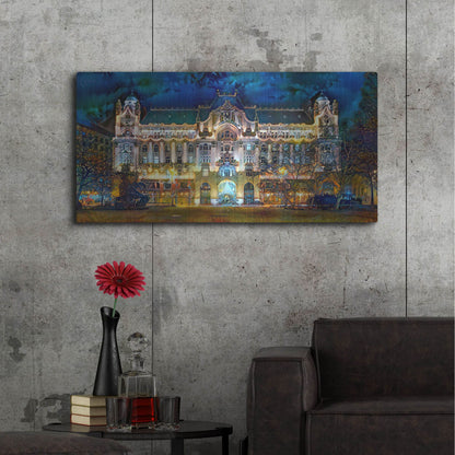 Luxe Metal Art 'Hungary Budapest Gresham Palace' by Pedro Gavidia, Metal Wall Art,48x24