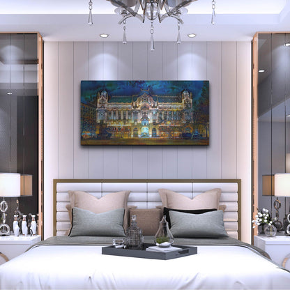 Luxe Metal Art 'Hungary Budapest Gresham Palace' by Pedro Gavidia, Metal Wall Art,48x24