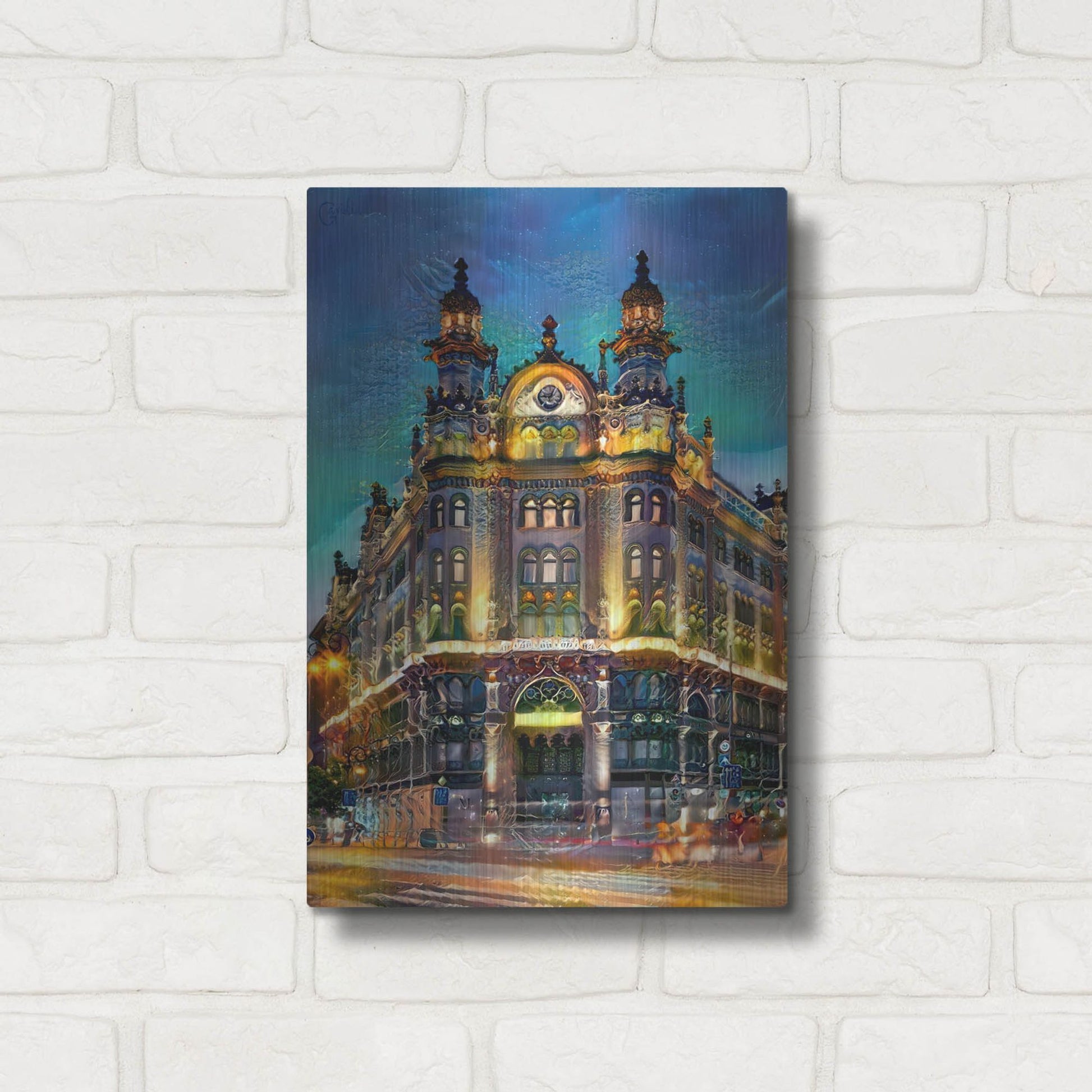 Luxe Metal Art 'Hungary Budapest Hotel Parisi Udvar' by Pedro Gavidia, Metal Wall Art,12x16