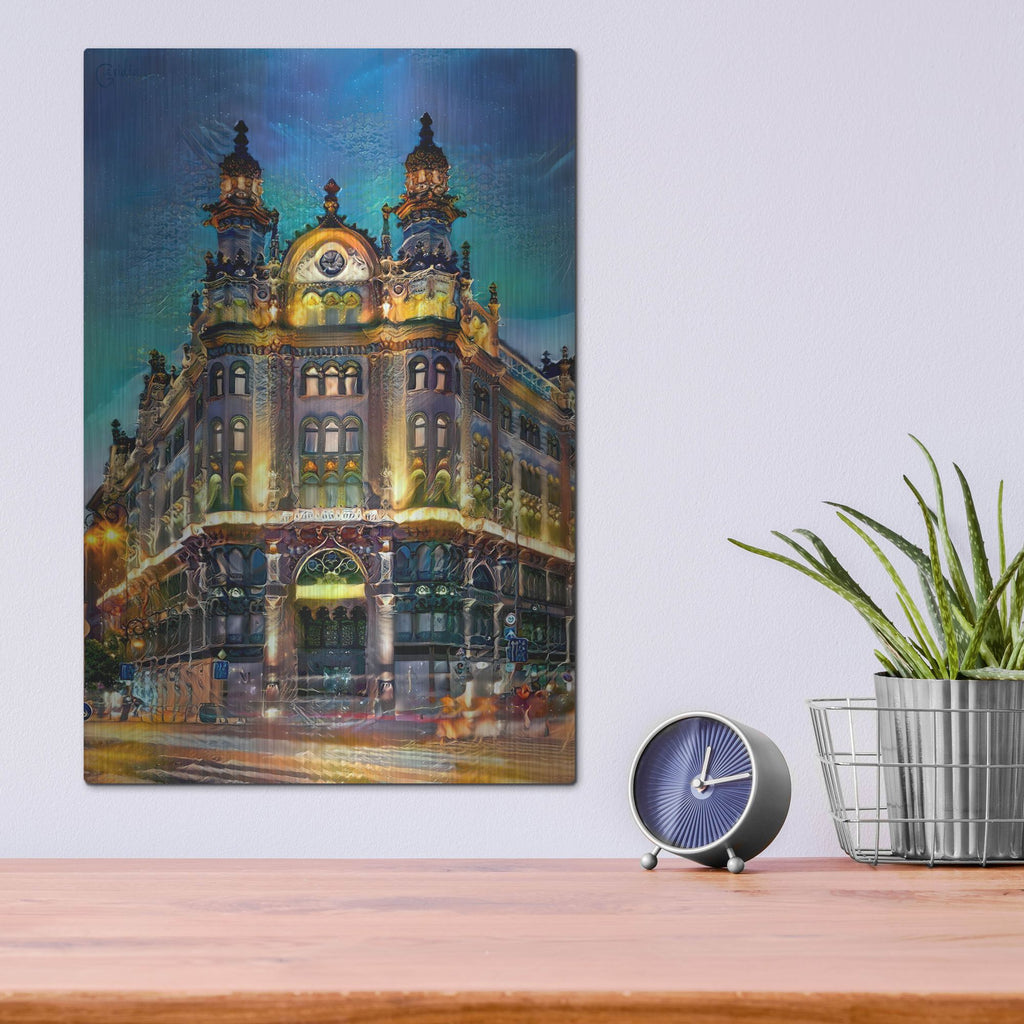 Luxe Metal Art 'Hungary Budapest Hotel Parisi Udvar' by Pedro Gavidia, Metal Wall Art,12x16