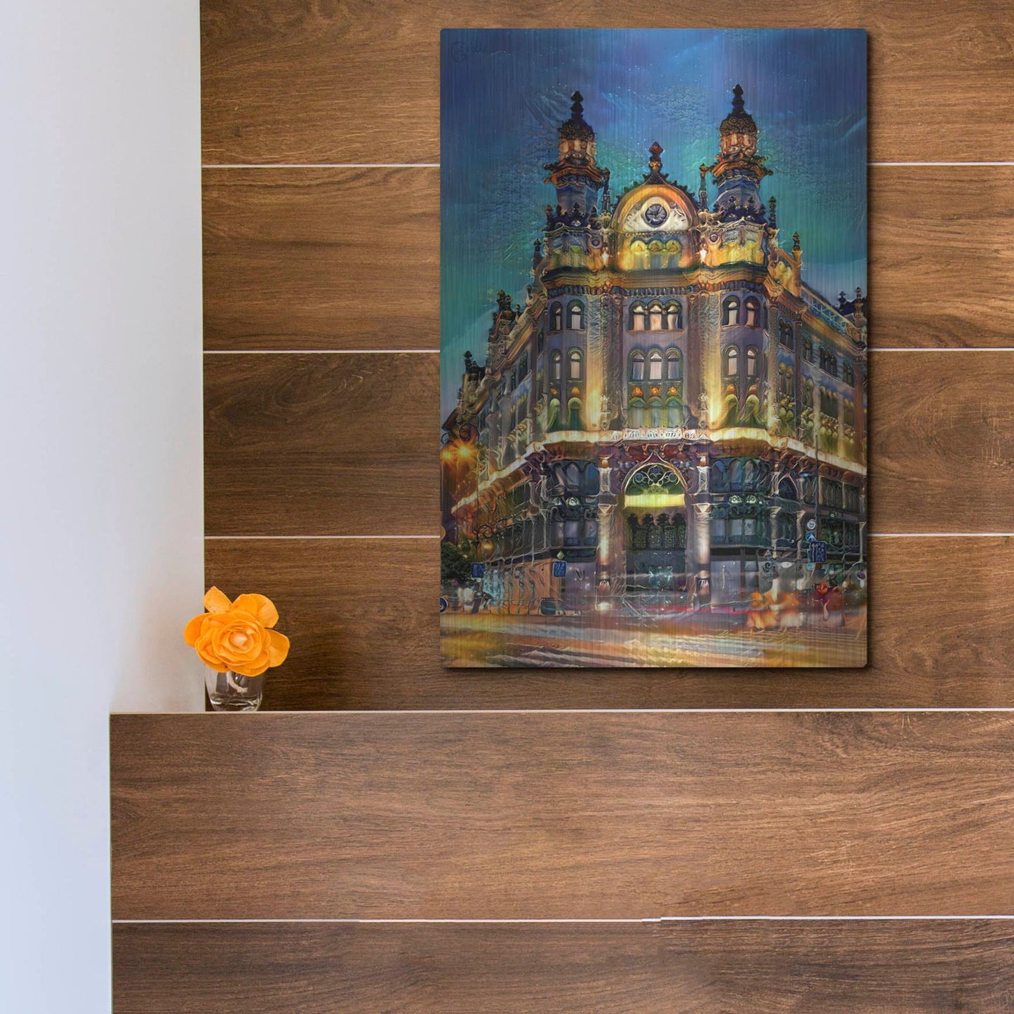 Luxe Metal Art 'Hungary Budapest Hotel Parisi Udvar' by Pedro Gavidia, Metal Wall Art,12x16