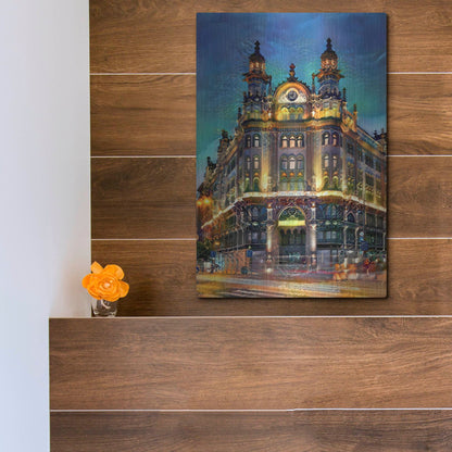 Luxe Metal Art 'Hungary Budapest Hotel Parisi Udvar' by Pedro Gavidia, Metal Wall Art,12x16