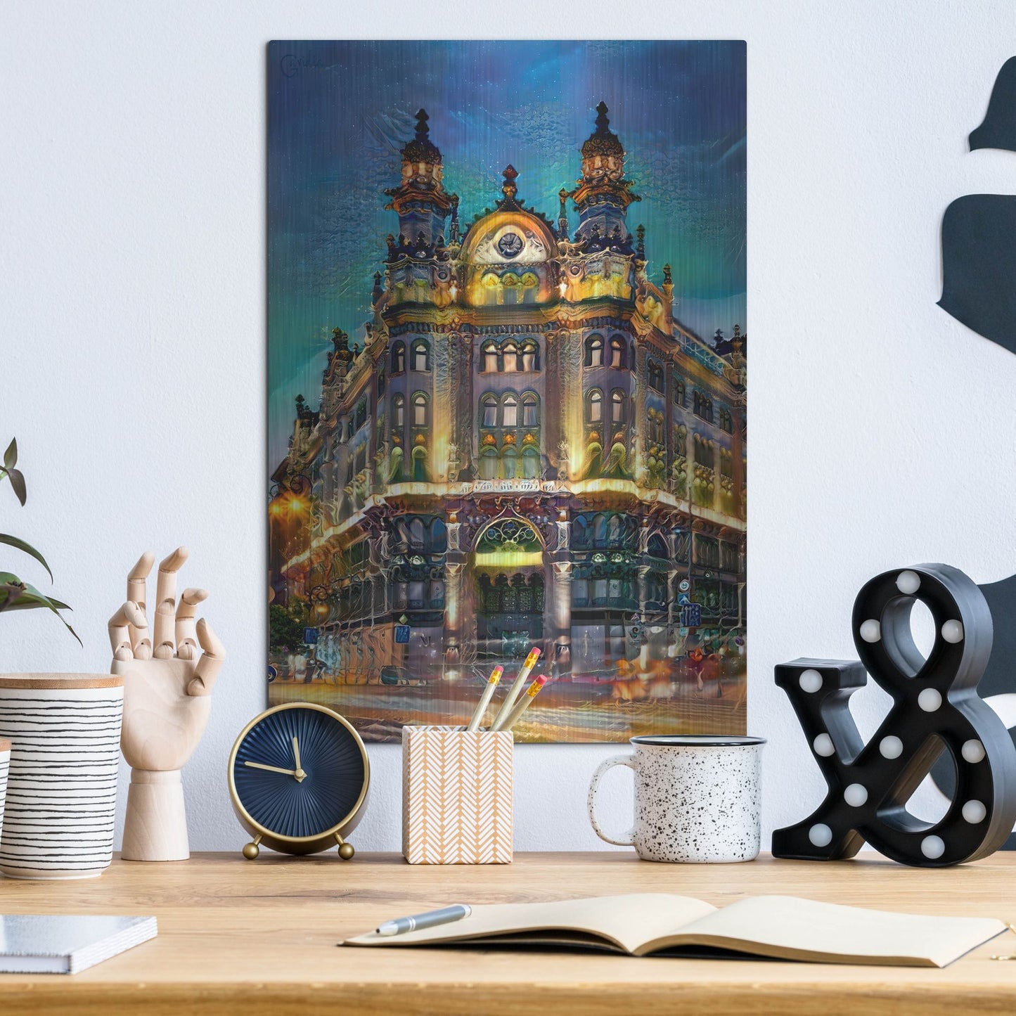 Luxe Metal Art 'Hungary Budapest Hotel Parisi Udvar' by Pedro Gavidia, Metal Wall Art,12x16
