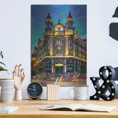 Luxe Metal Art 'Hungary Budapest Hotel Parisi Udvar' by Pedro Gavidia, Metal Wall Art,12x16