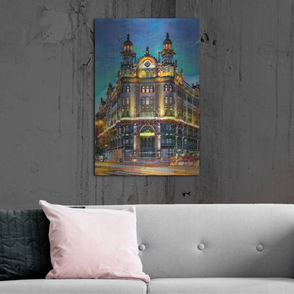 Luxe Metal Art 'Hungary Budapest Hotel Parisi Udvar' by Pedro Gavidia, Metal Wall Art,24x36