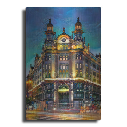 Luxe Metal Art 'Hungary Budapest Hotel Parisi Udvar' by Pedro Gavidia, Metal Wall Art