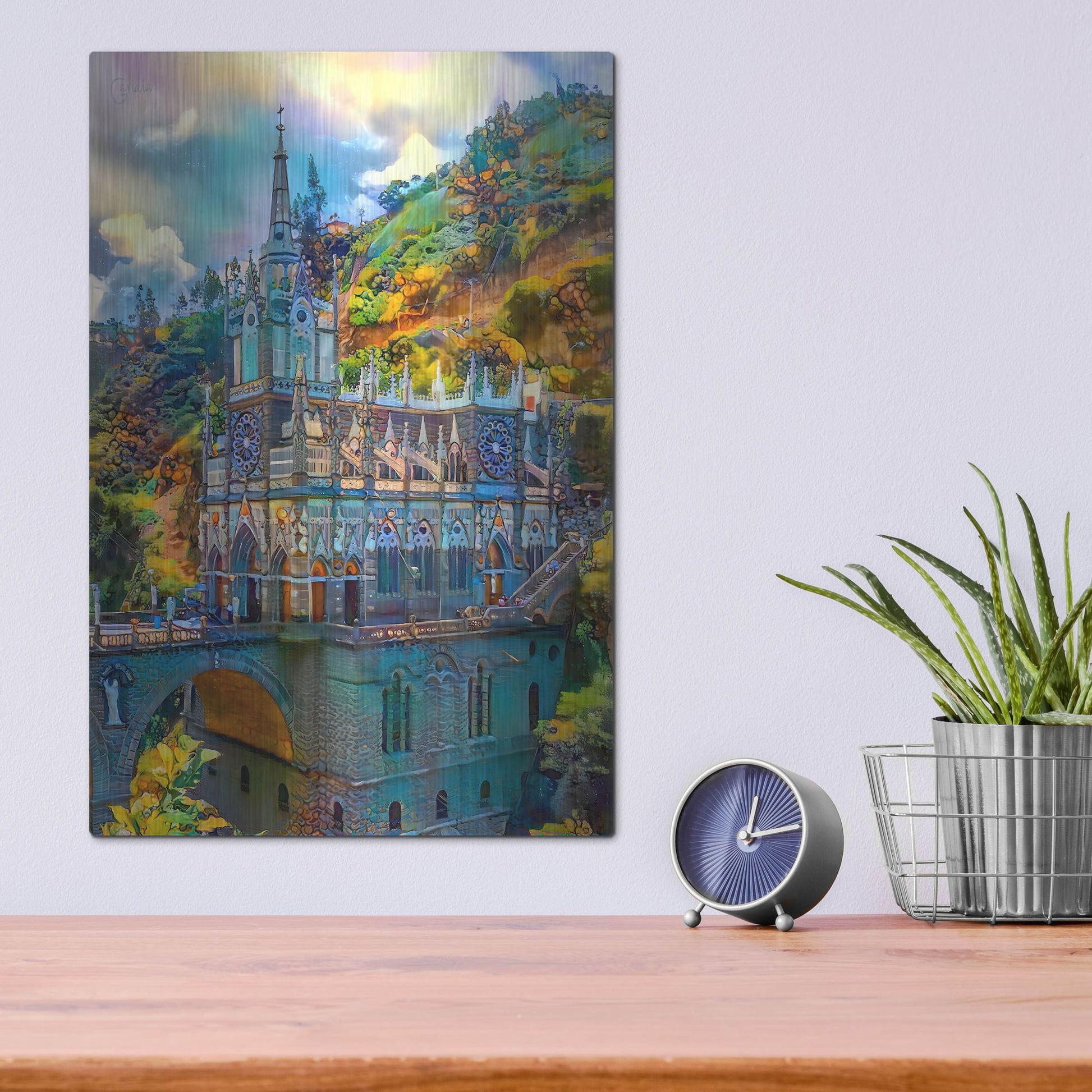 Luxe Metal Art 'Ipiales Colombia Nuestra Sen~Ora De Las Lajas Sanctuary' by Pedro Gavidia, Metal Wall Art,12x16