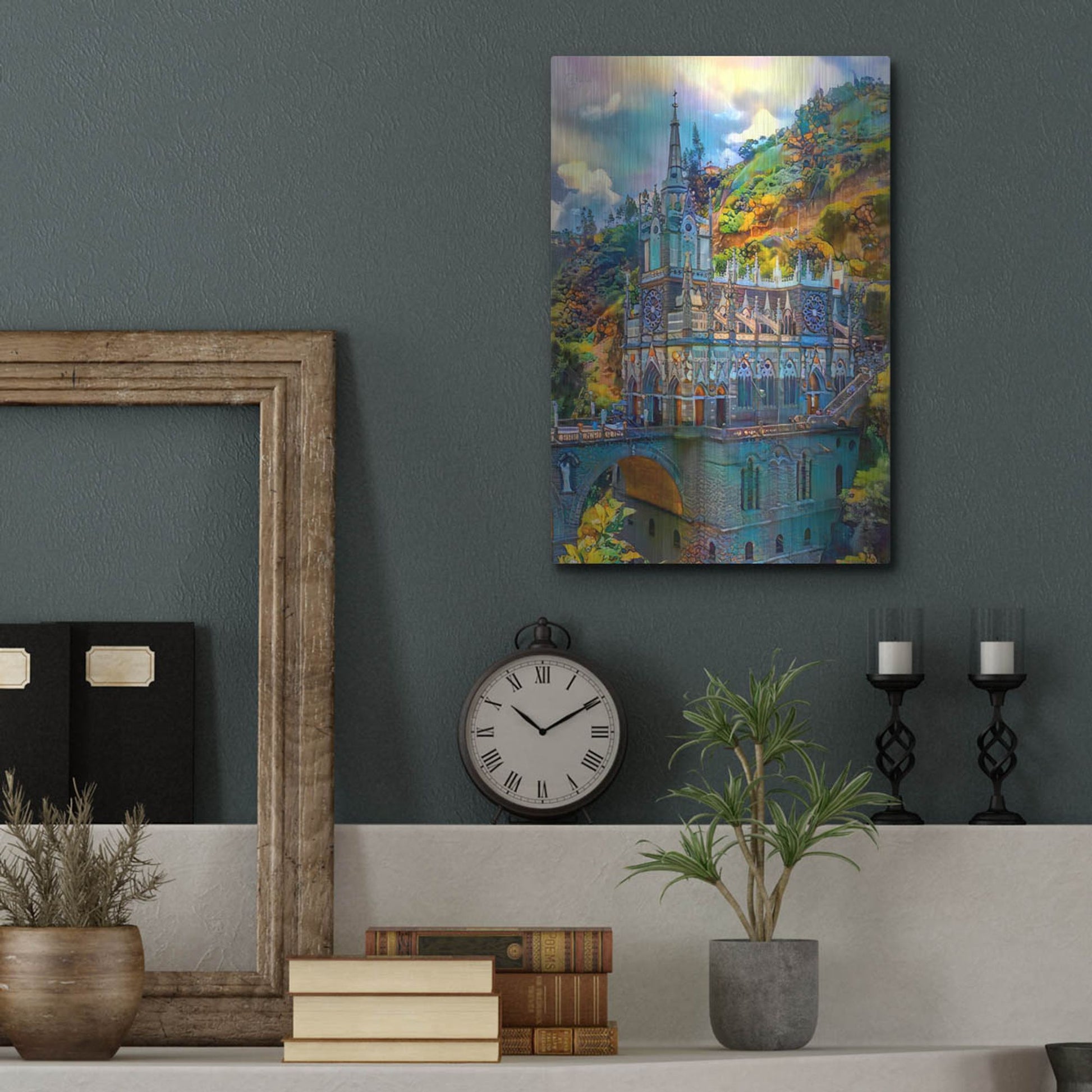 Luxe Metal Art 'Ipiales Colombia Nuestra Sen~Ora De Las Lajas Sanctuary' by Pedro Gavidia, Metal Wall Art,12x16