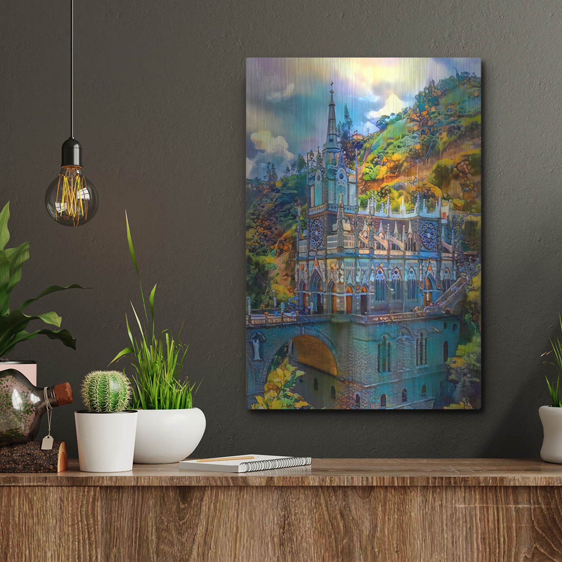 Luxe Metal Art 'Ipiales Colombia Nuestra Sen~Ora De Las Lajas Sanctuary' by Pedro Gavidia, Metal Wall Art,12x16