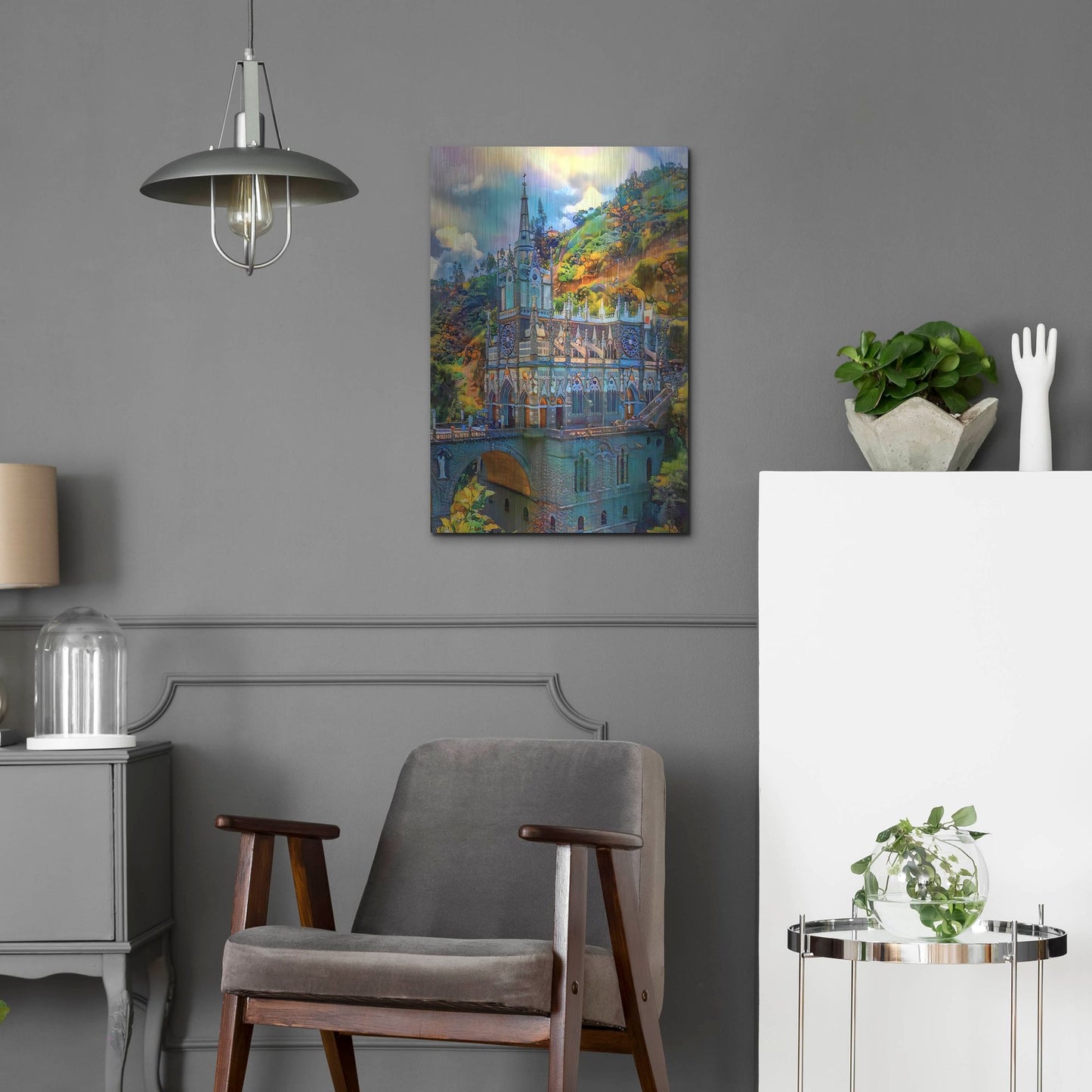 Luxe Metal Art 'Ipiales Colombia Nuestra Sen~Ora De Las Lajas Sanctuary' by Pedro Gavidia, Metal Wall Art,16x24