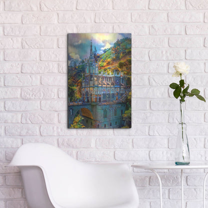 Luxe Metal Art 'Ipiales Colombia Nuestra Sen~Ora De Las Lajas Sanctuary' by Pedro Gavidia, Metal Wall Art,16x24