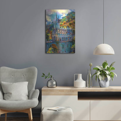 Luxe Metal Art 'Ipiales Colombia Nuestra Sen~Ora De Las Lajas Sanctuary' by Pedro Gavidia, Metal Wall Art,16x24
