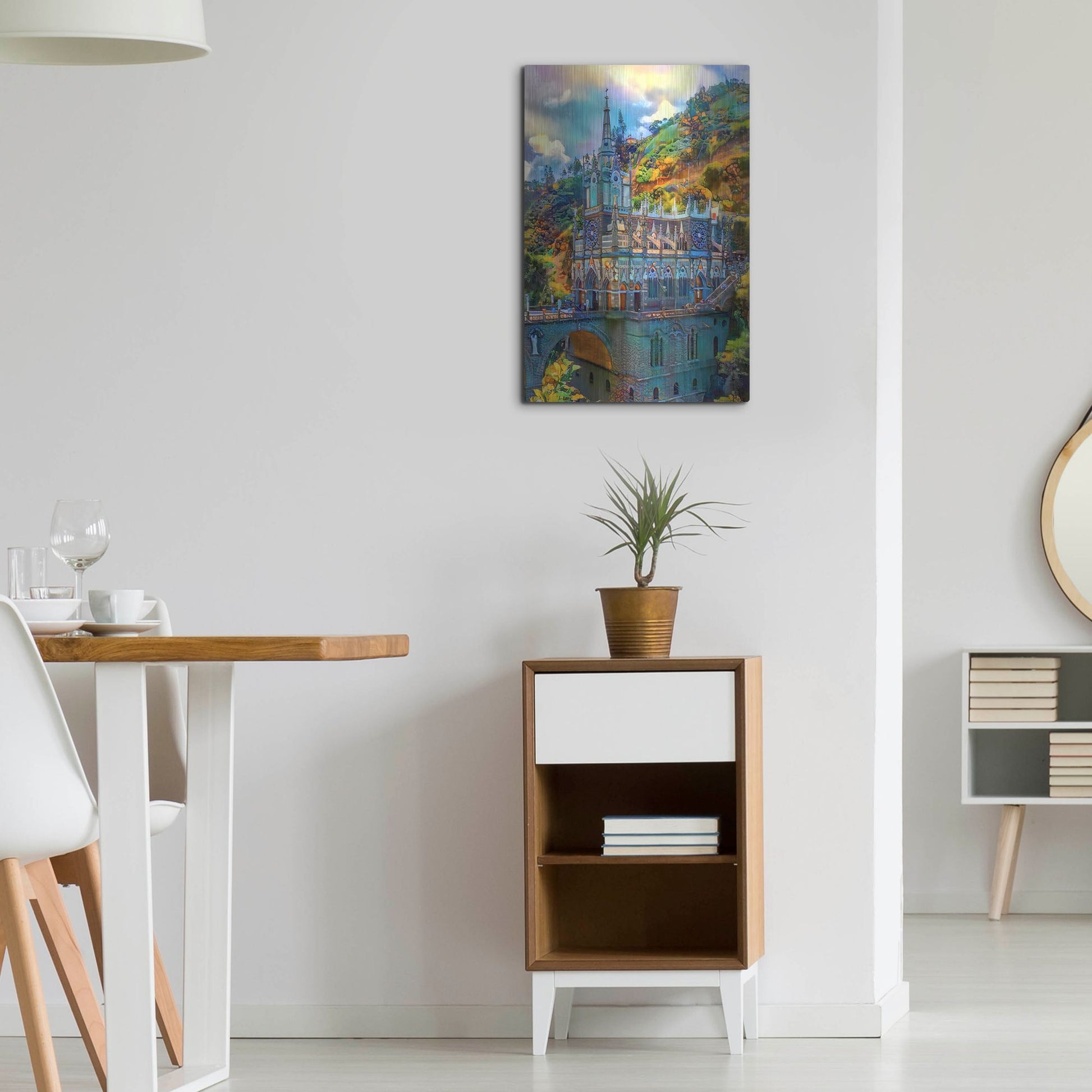 Luxe Metal Art 'Ipiales Colombia Nuestra Sen~Ora De Las Lajas Sanctuary' by Pedro Gavidia, Metal Wall Art,16x24