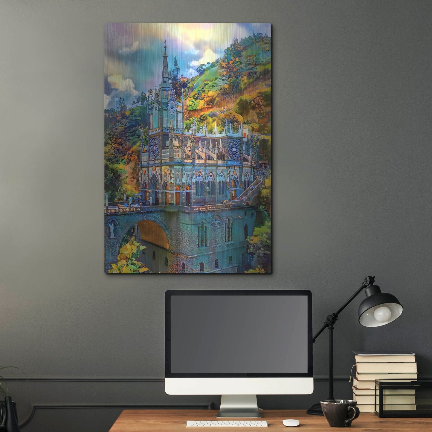 Luxe Metal Art 'Ipiales Colombia Nuestra Sen~Ora De Las Lajas Sanctuary' by Pedro Gavidia, Metal Wall Art,24x36