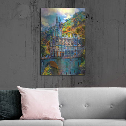 Luxe Metal Art 'Ipiales Colombia Nuestra Sen~Ora De Las Lajas Sanctuary' by Pedro Gavidia, Metal Wall Art,24x36