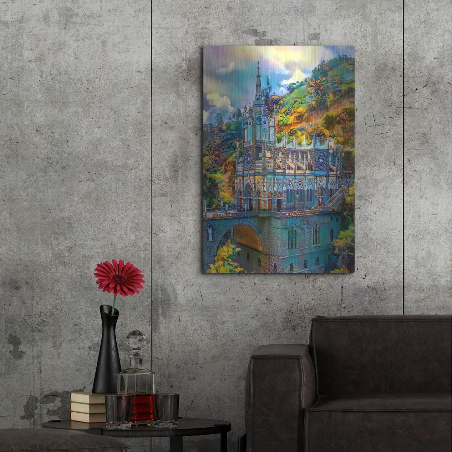 Luxe Metal Art 'Ipiales Colombia Nuestra Sen~Ora De Las Lajas Sanctuary' by Pedro Gavidia, Metal Wall Art,24x36