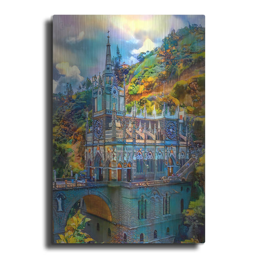 Luxe Metal Art 'Ipiales Colombia Nuestra Sen~Ora De Las Lajas Sanctuary' by Pedro Gavidia, Metal Wall Art