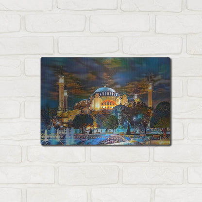 Luxe Metal Art 'Istanbul Turkey Hagia Sophia Fountain' by Pedro Gavidia, Metal Wall Art,16x12